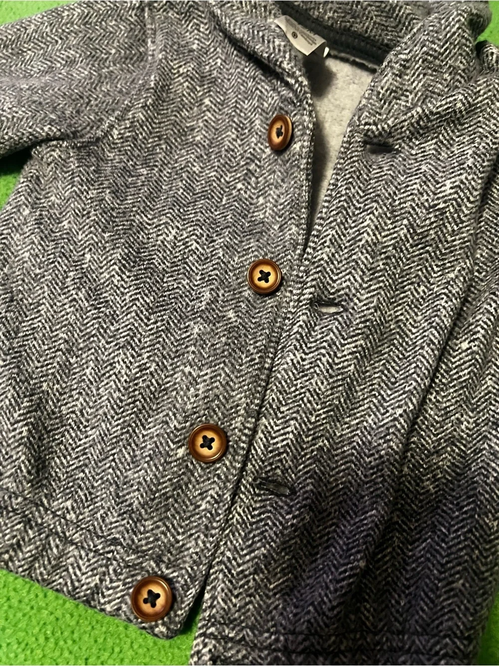 Carter's Gray Knit Shawl Collar Cardigan with Wooden Buttons